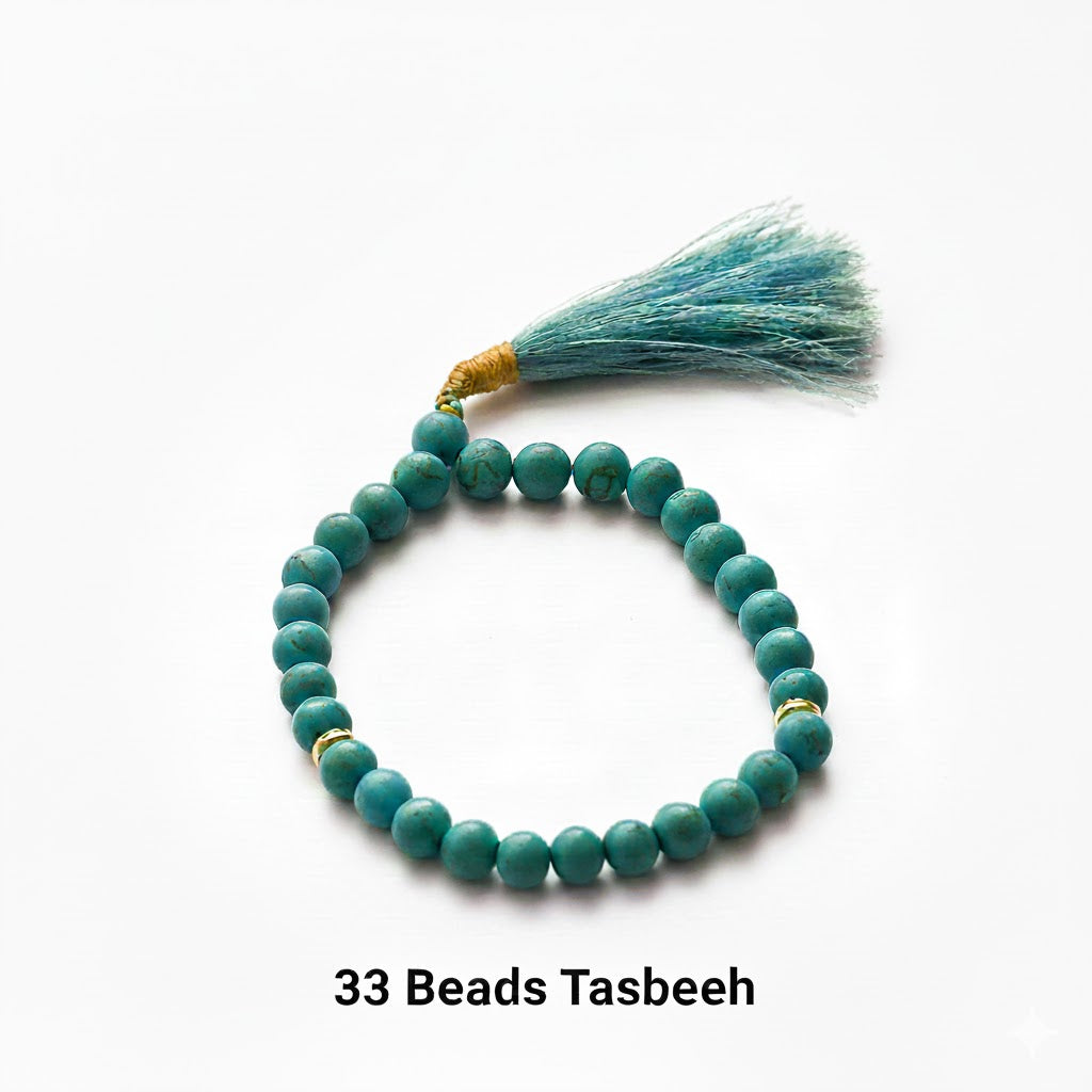 Firoza(Turquoise) Bead Bracelet – Barakah & Success | Halal to wear | Pure Natural stone with Certificate | Men | Women