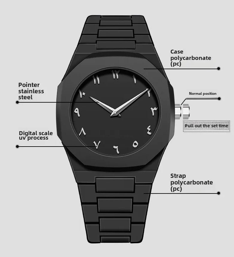Arabic Dial Polycarbonate Ultra-Light Analog Watch – For Men