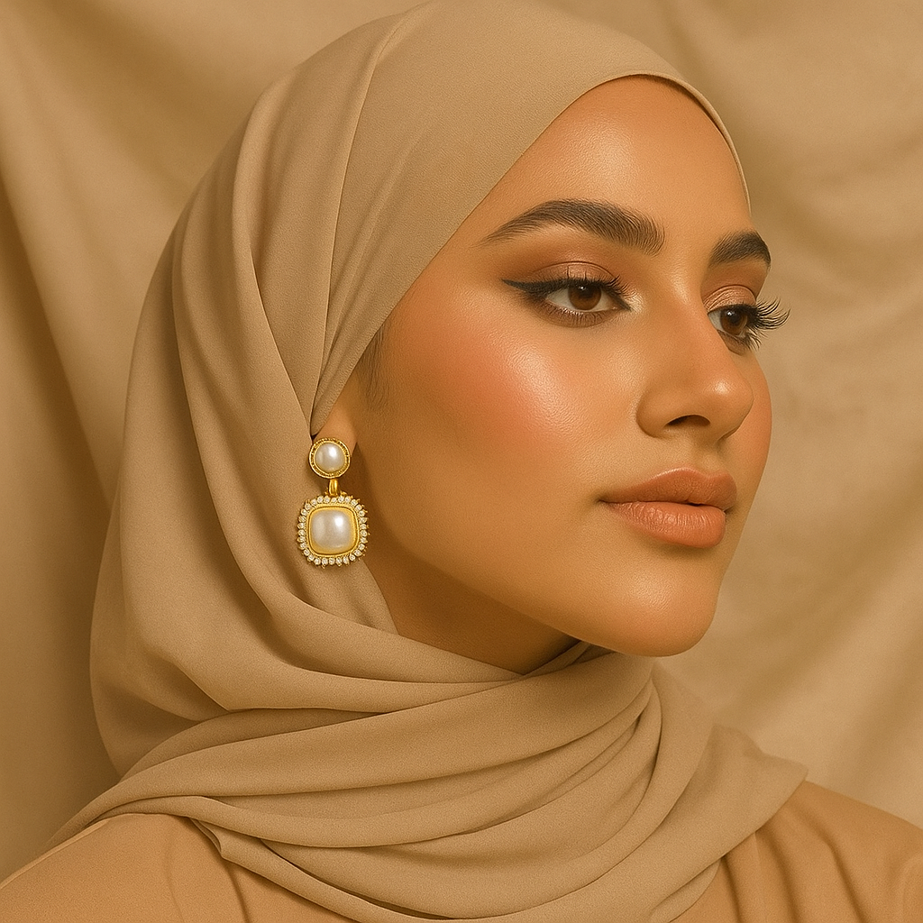 Pearl Rhinestone Drop Earrings