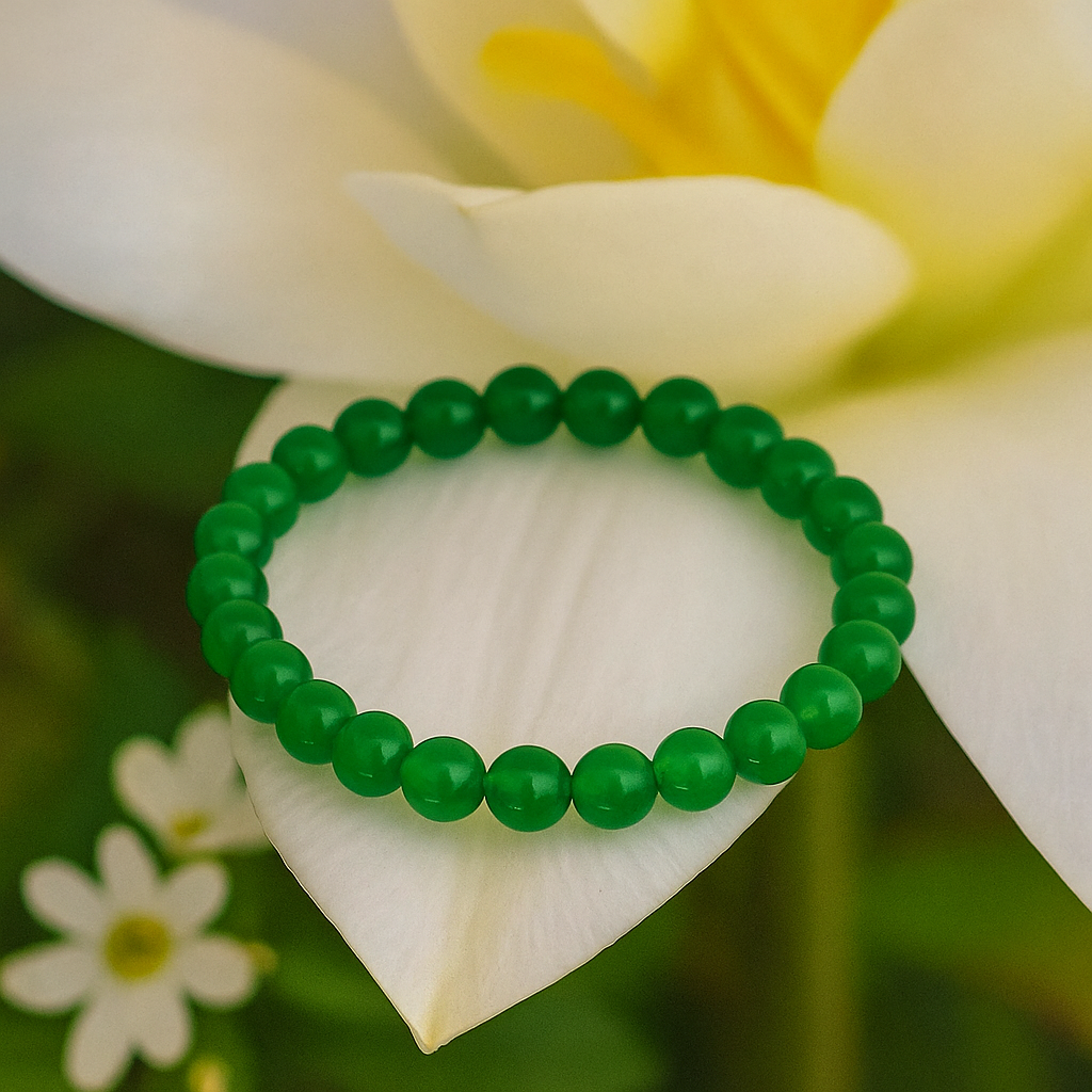 Green Jade bead Bracelet – Harmony & Prosperity | Halal to wear | Pure Natural stone with Certificate | Men | Women