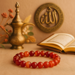 Red Carnelian Aqeeq bead bracelet – Confidence & Courage | Laal Hakik | Halal to wear | Pure Natural stone with Certificate | Men | Women