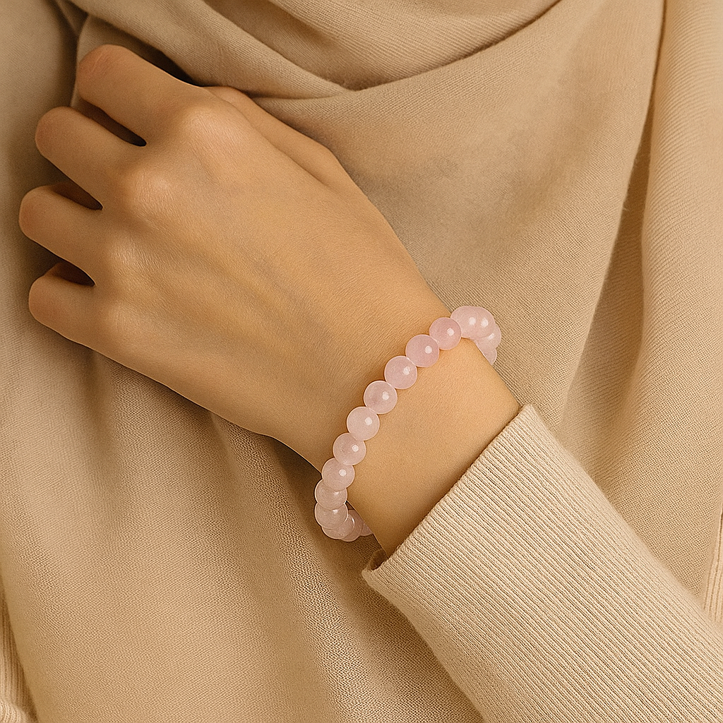 Rose Quartz Bracelet – Emotional Healing & Inner peace | Halal to wear | Pure Natural stone with Certificate | Women