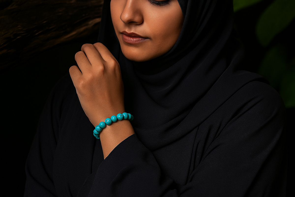 Firoza(Turquoise) Bead Bracelet – Barakah & Success | Halal to wear | Pure Natural stone with Certificate | Men | Women