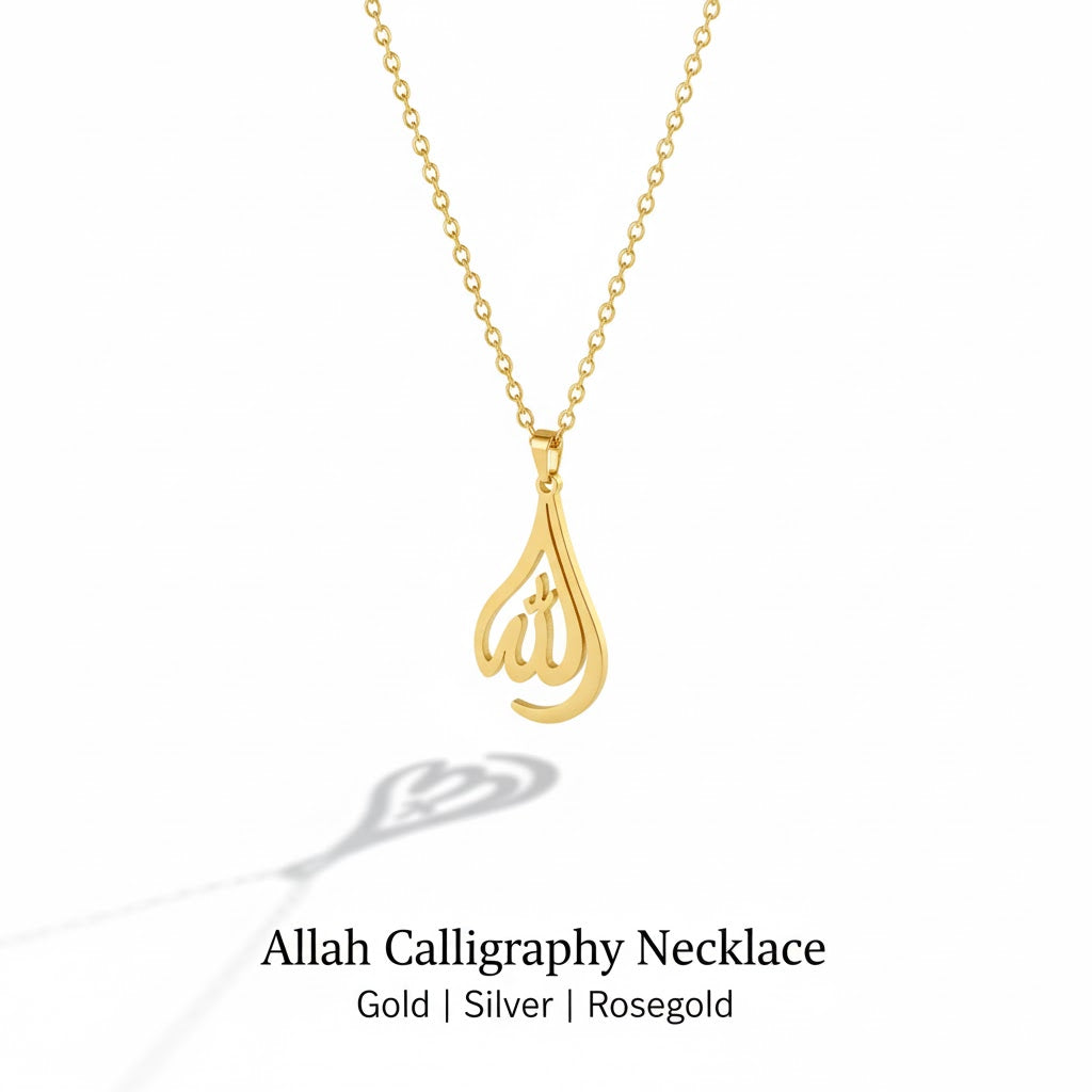 Allah Calligraphy Islamic Necklace for Men & Women