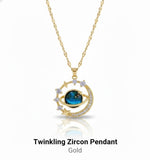 Twinkling Blue Starry Sky Zircon Pendant