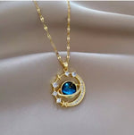 Twinkling Blue Starry Sky Zircon Pendant
