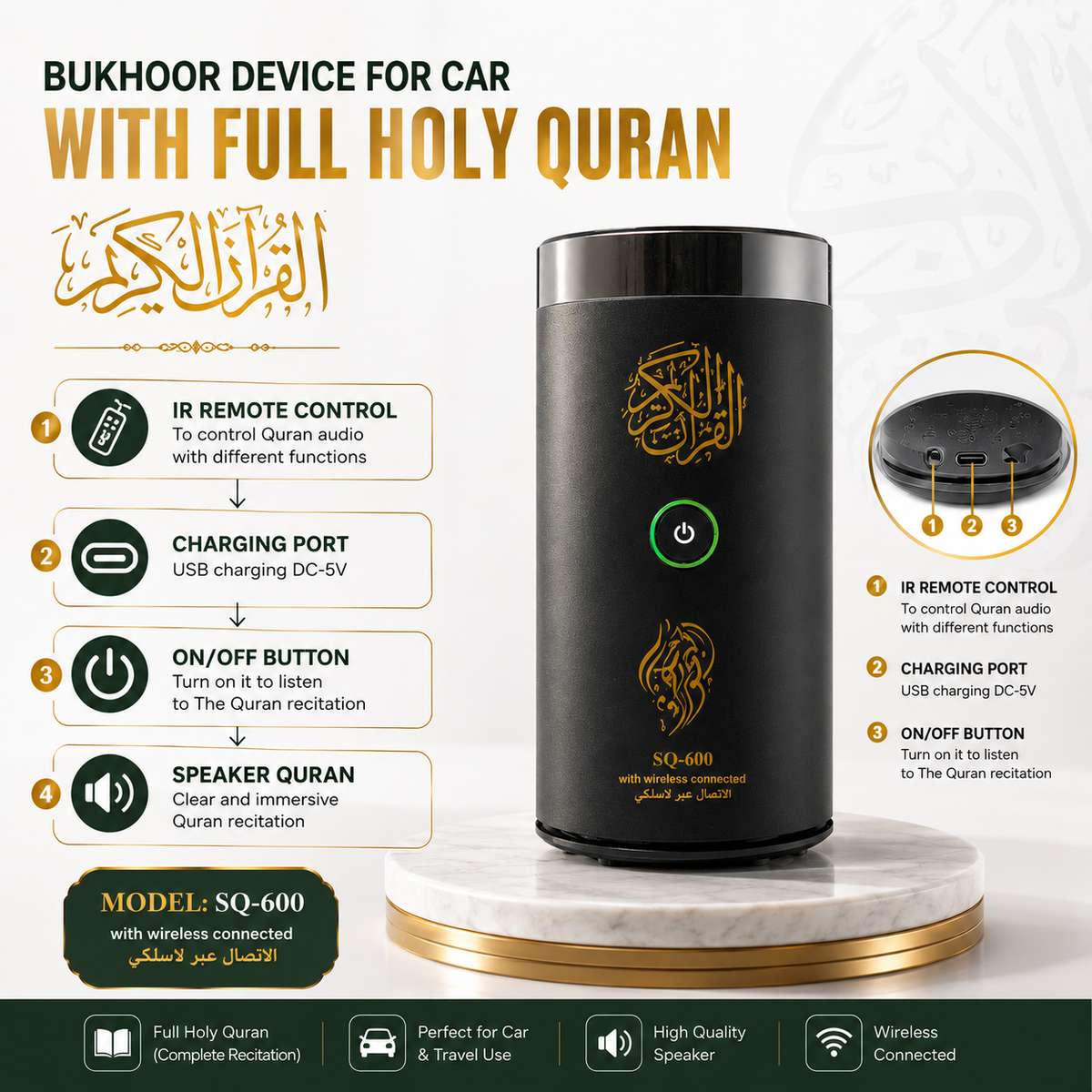 Bakhoor Burner with Quran Speaker |Remote | Bluetooth | Islamic Gift