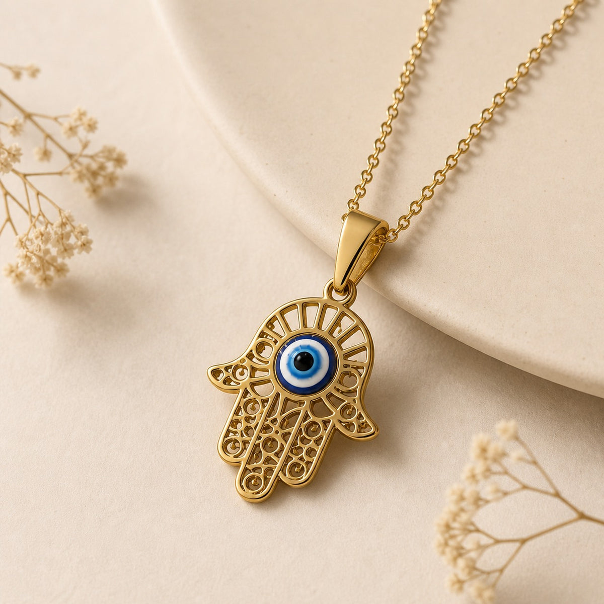 Hamsa Necklace with evil eye