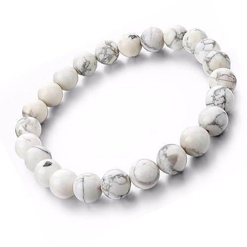Natural Howlite Bead Bracelet - Calming & Patience | Halal to wear | Pure Natural stone with Certificate | Men | Women