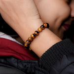 Tiger eye Bead Bracelet – Protection & Will Power | Halal to wear | Pure Natural stone with Certificate | Men | Women