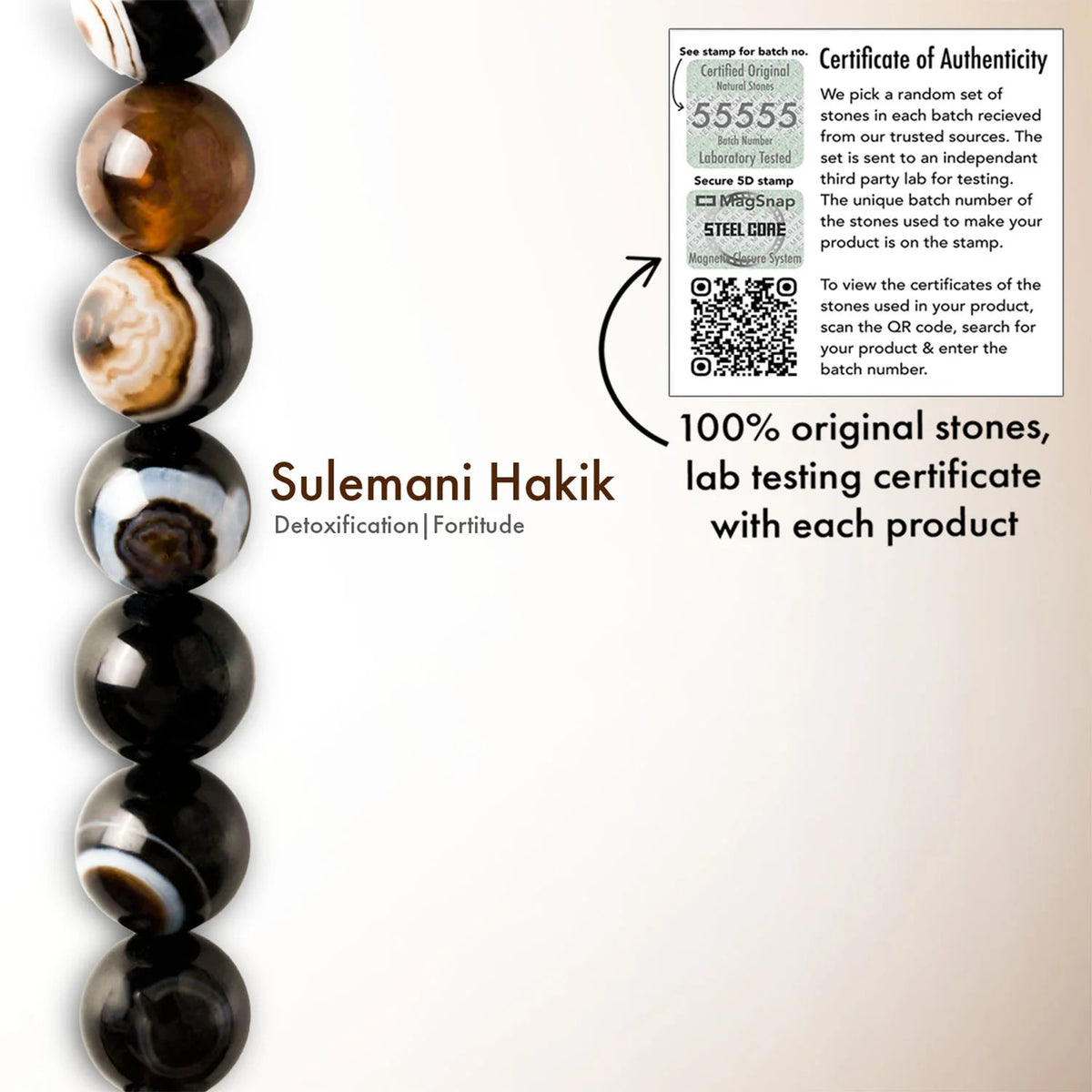 Sulemani Bead Bracelet – Strength & Protection| Halal to wear | Pure Natural stone with Certificate | Men | Women