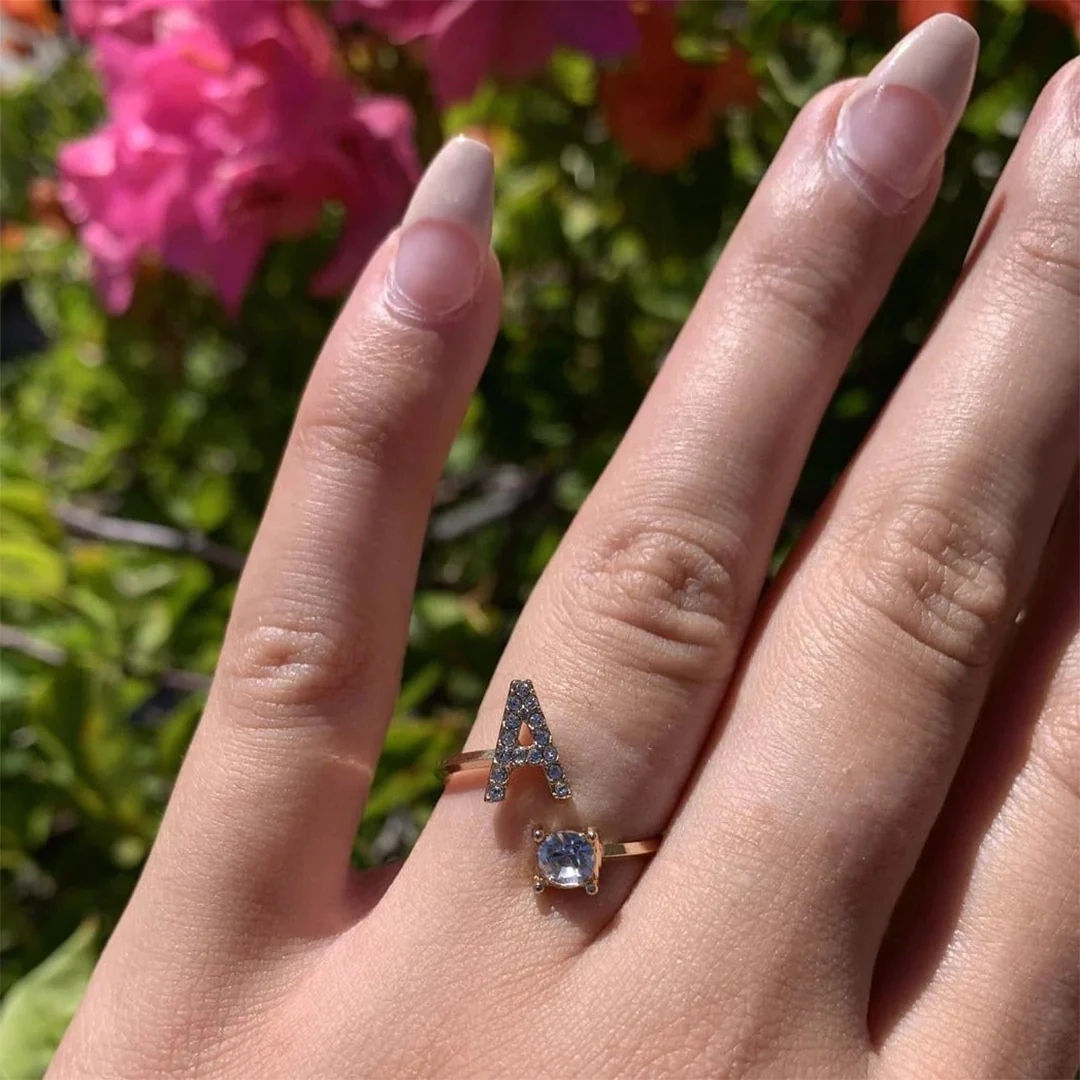 Alphabet Letter Ring | Free Size | Birthday Gift | Anniversary | Valentine