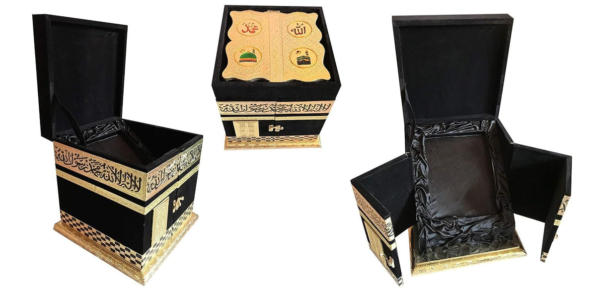 Handcrafted Holy Kaba Quran Sharif Box with Quran Stand Wooden | Ramadan & Eid Gift | Islamic Home Décor | Perfect Islamic Gift