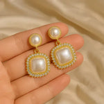 Pearl Rhinestone Drop Earrings
