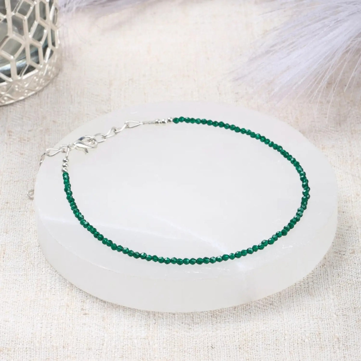 Green jade Anklet | Women | Authentication certificate