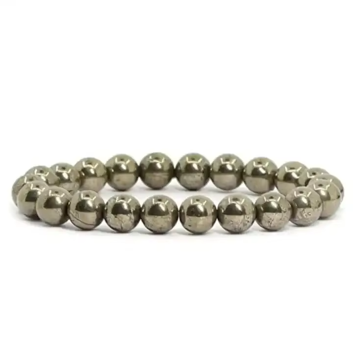 Natural Pyrite Bead Bracelet
