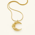 Damask Rose Crescent Necklace
