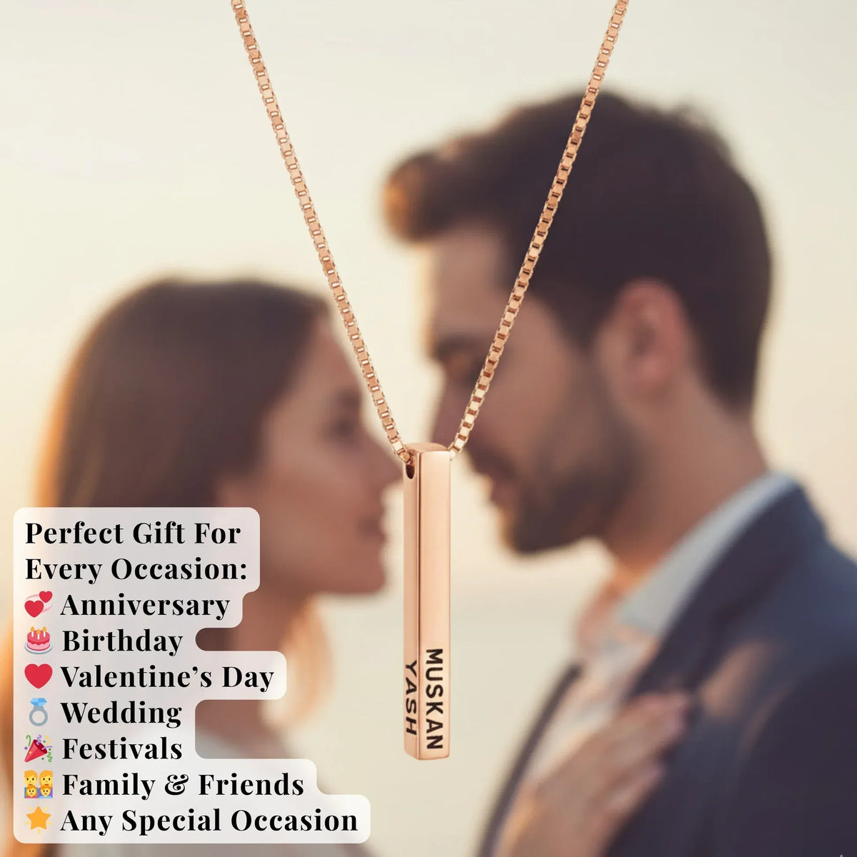 Customize Bar Block Necklace | Birthday Gift | Anniversary | Valentine