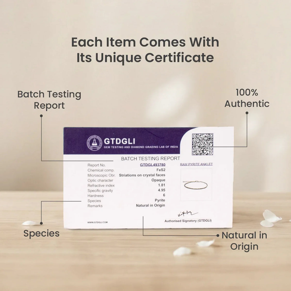 Pyrite Anklet - Money & Wealth Attraction | Halal to wear | Pure Natural stone with Certificate | Women