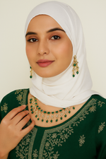 Elegant Green Stone Bridal Necklace Set
