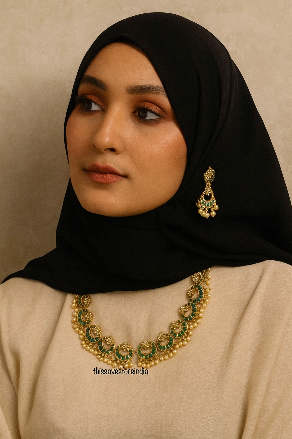 Chandbali Pearls Necklace Set – All Green
