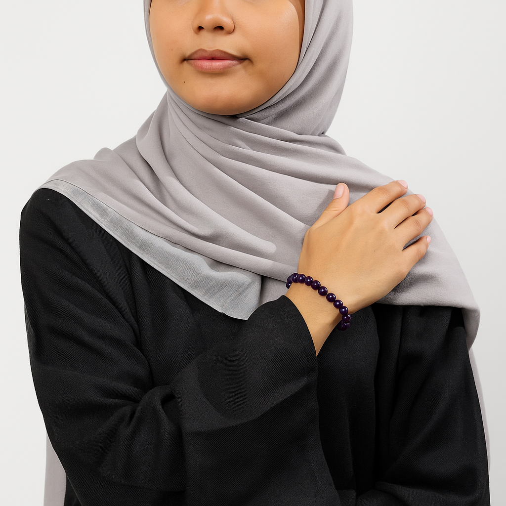 Amethyst Bracelet –Spiritual Growth & Stress Relief | Halal to wear | Pure Natural stone with Certificate | Men | Women