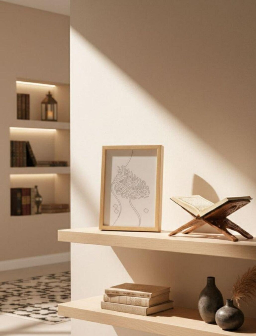 Bismillah LED Islamic Calligraphy Frame | Illuminated Decor | Muslim Gift | Spiritual Home Decor | Ramadan Gift | A4 |