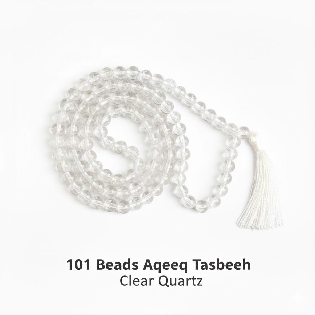101 Beads Aqeeq Tasbeeh |Daily Zikr | Ramadan |Muharram & Chehlum |ForJummah (Friday Prayer) | Hajj & Umrah Return Gifts | Wedding/Nikkah Gift| Pure Natural Stone with certificate