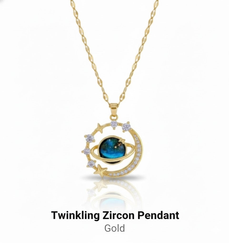 Twinkling Blue Starry Sky Zircon Pendant