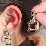 Crystal Outline Drop Earrings
