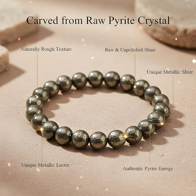 Natural Pyrite Bead Bracelet