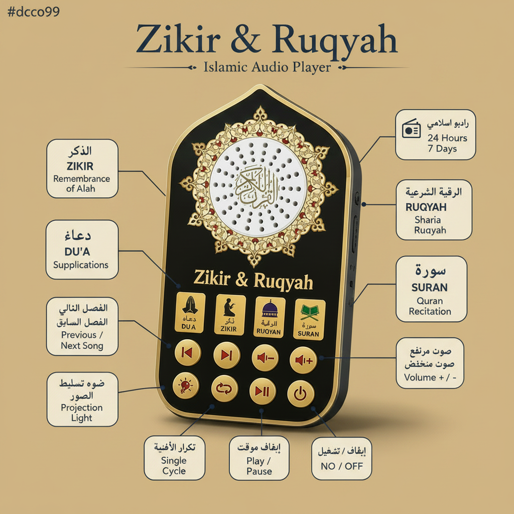 Islamic Quran Speaker with Surahs, Ruqyah & Zikirs