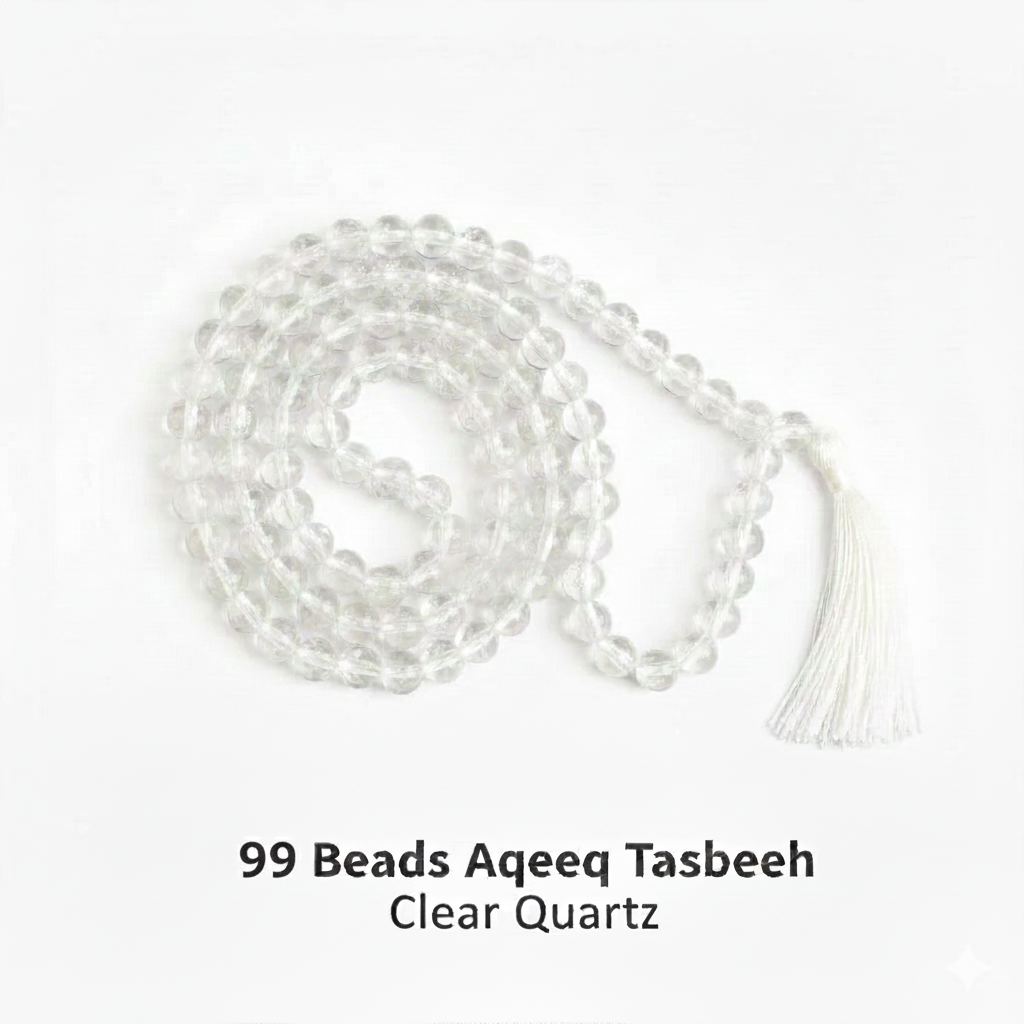99 Beads Aqeeq Tasbeeh |Daily Zikr | Ramadan |Muharram & Chehlum |ForJummah (Friday Prayer) | Hajj & Umrah Return Gifts | Wedding/Nikkah Gift| Pure Natural Stone with certificate