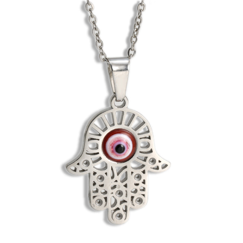 Hamsa Necklace with RED evil eye