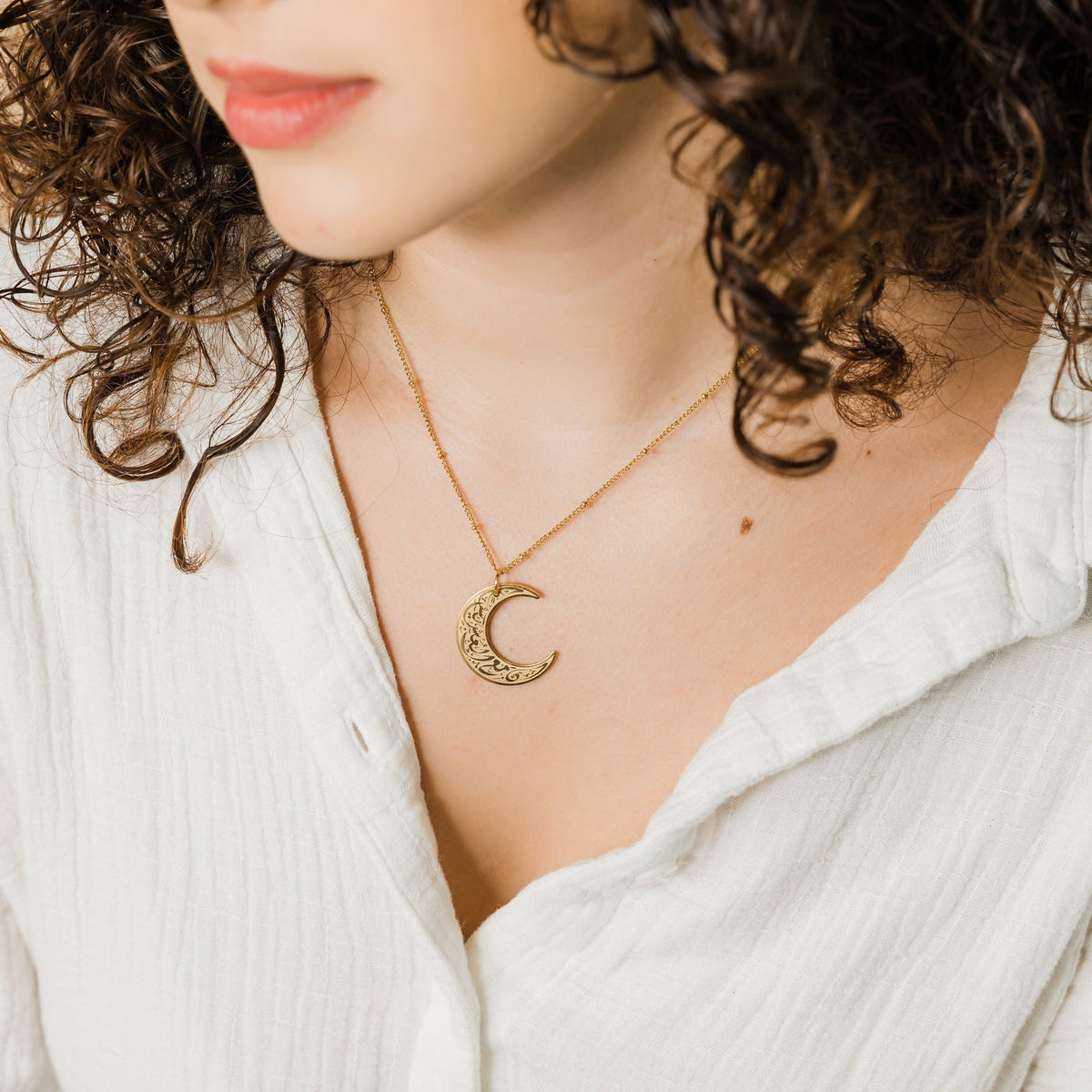 "With Hardship Comes Ease"Crescent Necklace