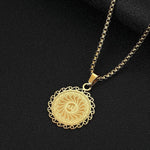 Gold Plated Totem Quran Round Islamic Necklace Unisex