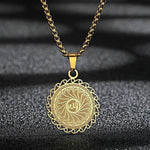 Gold Plated Totem Quran Round Islamic Necklace Unisex