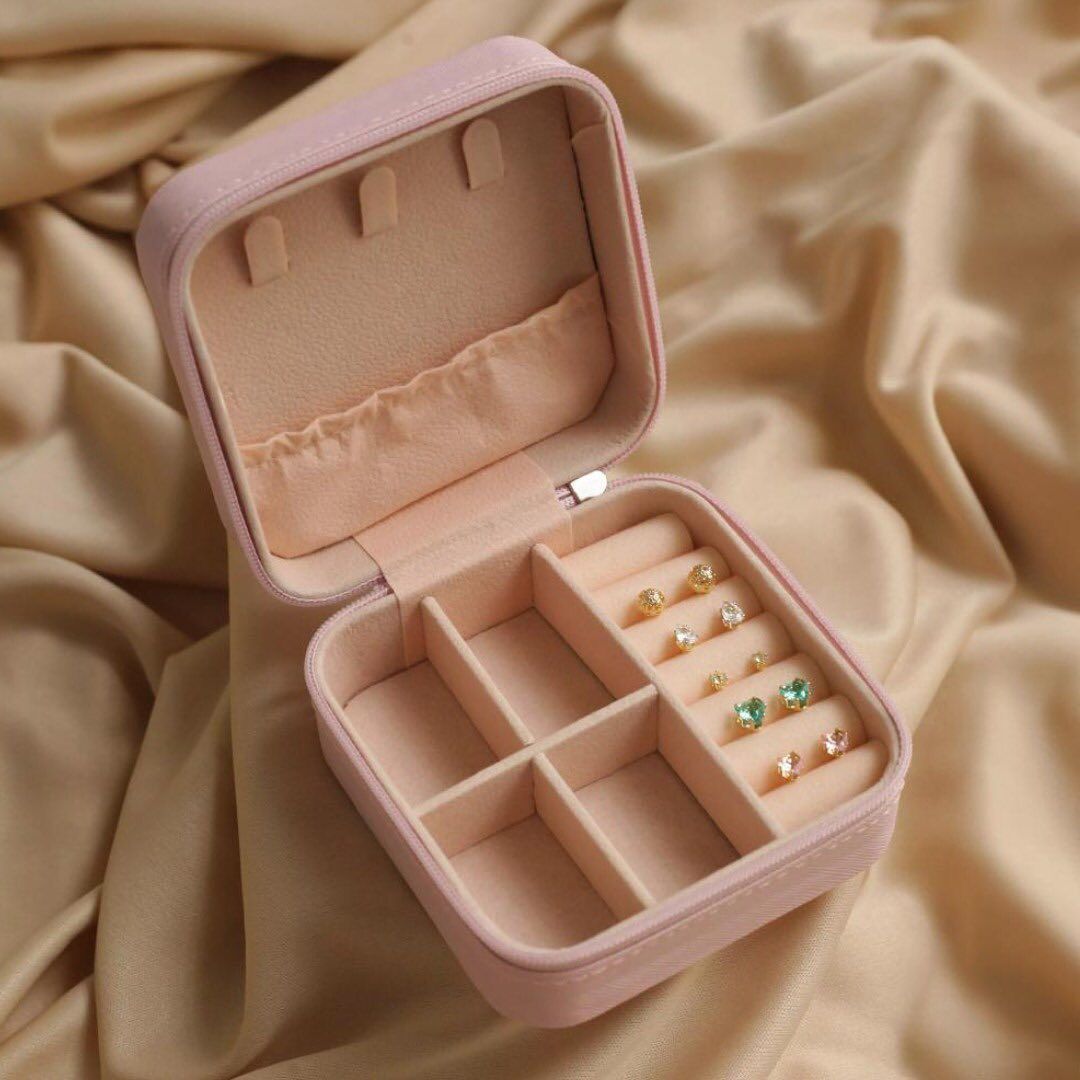 Travel mini Jewellery Box for Women | Travel Earrings | Organiser Box | Portable Jewellery Box | Organisers for Rings | Earrings | Necklaces|