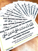 Islamic dua Stickers Set of 14 | Transparent | Seld Adhesive Arabic with English Translation |