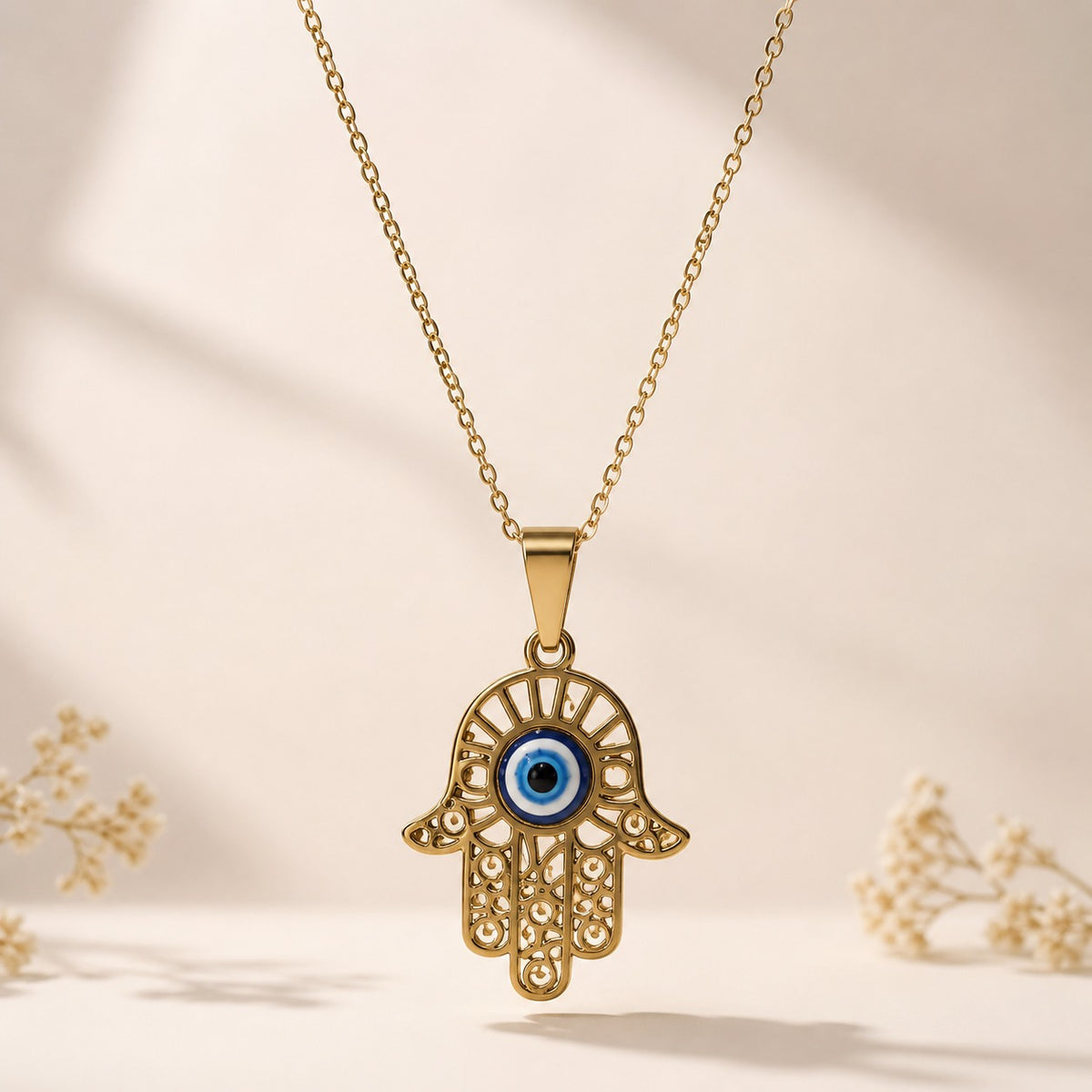 Hamsa Necklace with evil eye