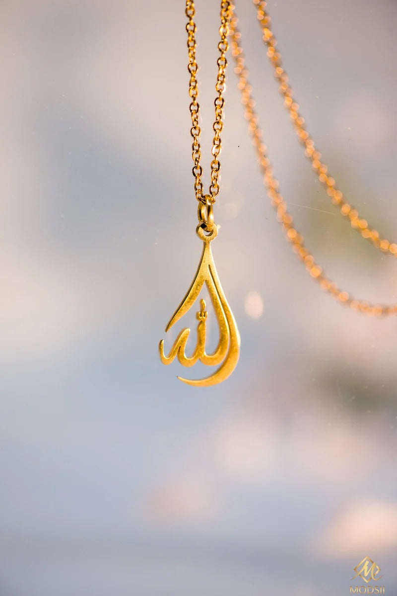 Allah Calligraphy Islamic Necklace for Men & Women