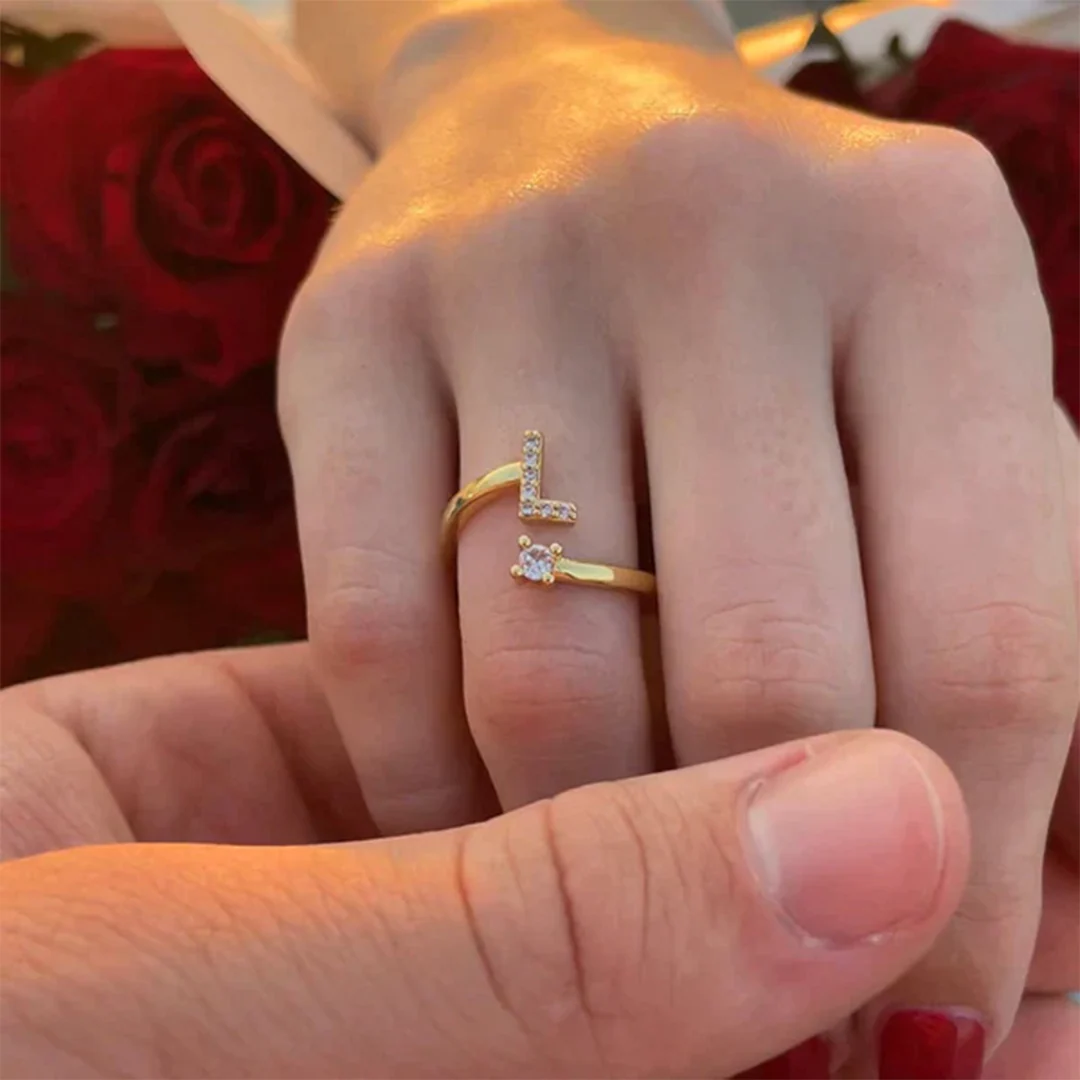 Alphabet Letter Ring | Free Size | Birthday Gift | Anniversary | Valentine