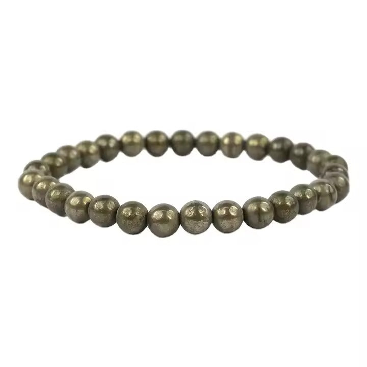 Natural Pyrite Bead Bracelet