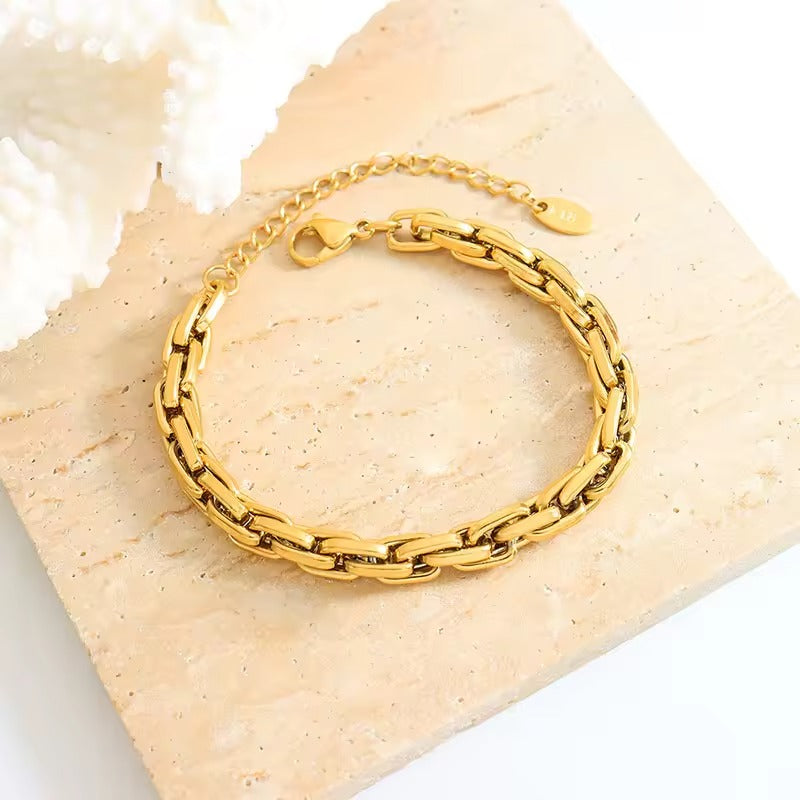 Hip Hop Cuban Tennis Bracelet – 18K Gold & Silver Plated Stainless Steel