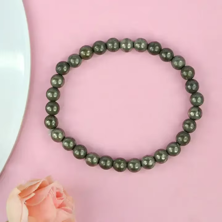 Natural Pyrite Bead Bracelet