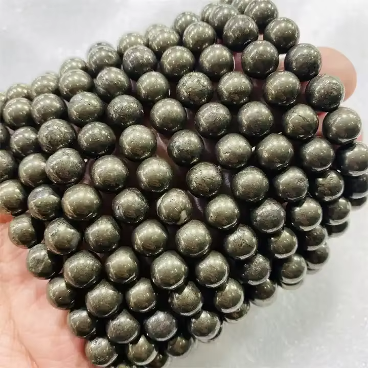Natural Pyrite Bead Bracelet