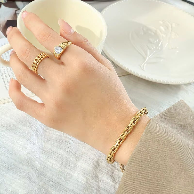Hip Hop Cuban Tennis Bracelet – 18K Gold & Silver Plated Stainless Steel