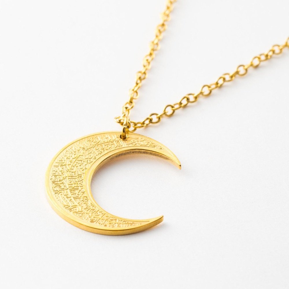 Rubans 925 Silver 18K Gold Plated Chain With Crescent Moon Pendant Nec
