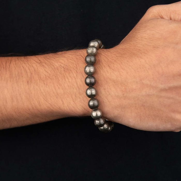 Natural Pyrite Bead Bracelet