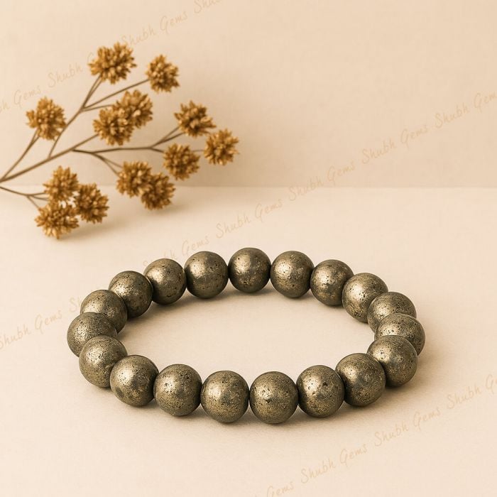 Natural Pyrite Bead Bracelet